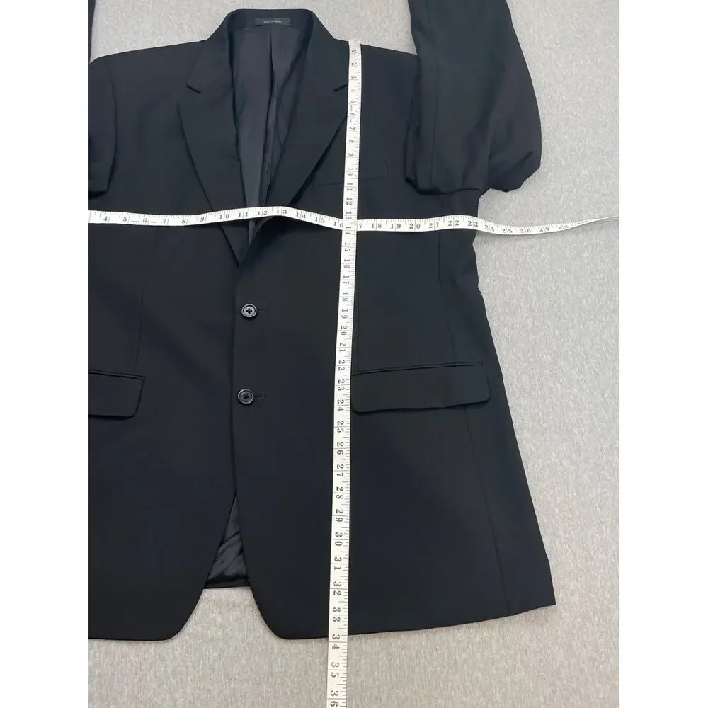 Lauren Ralph Lauren Blazer Mens 44L Black 100% Wool 2-Button Single Breast Lined